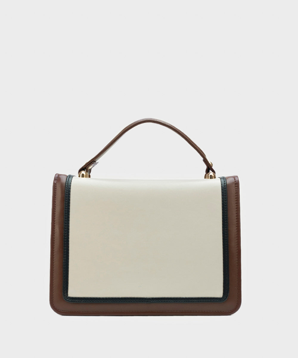 Women's Off White Faux Leather Hand Bag