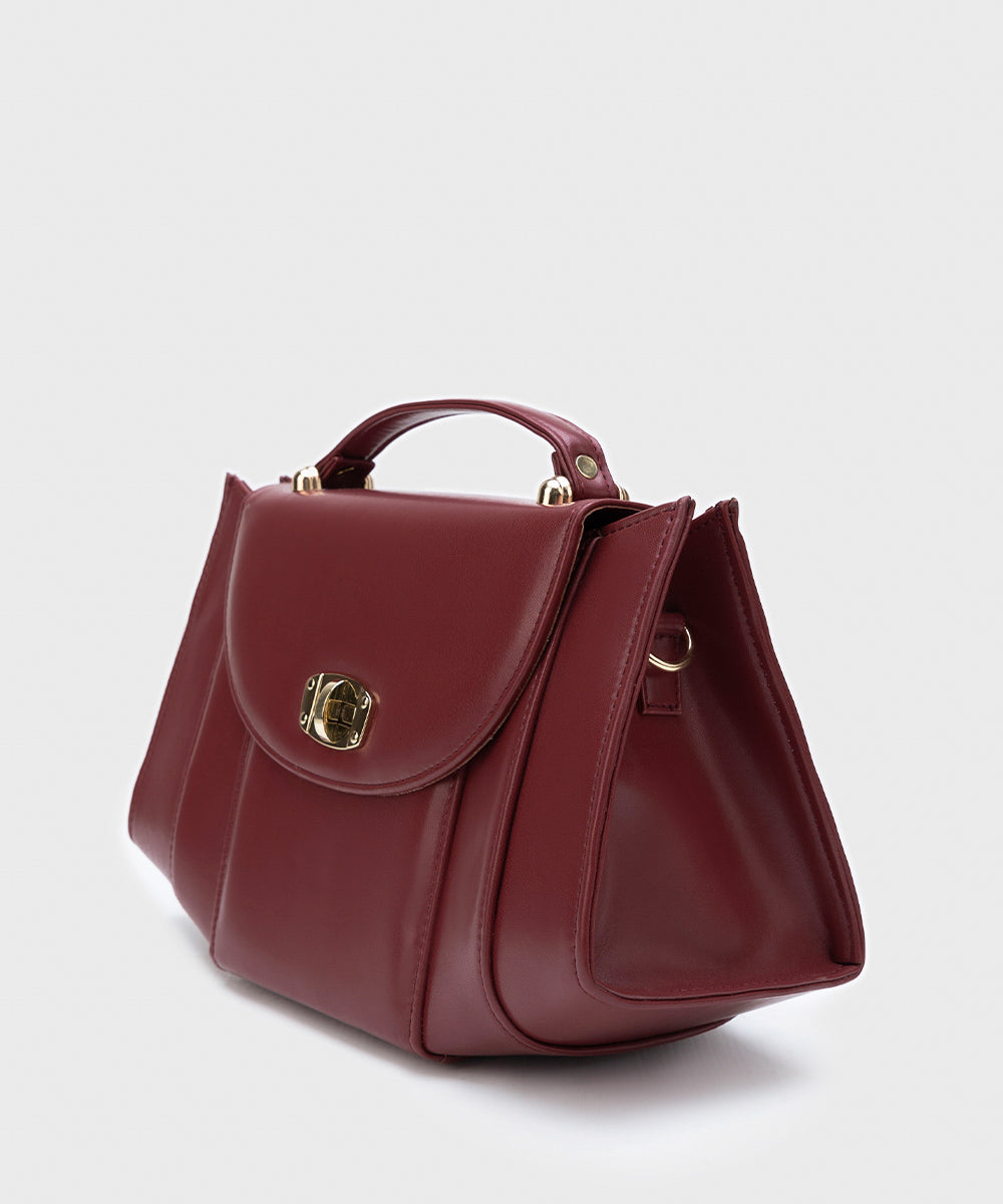 Women's Maroon Faux Leather Hand Bag