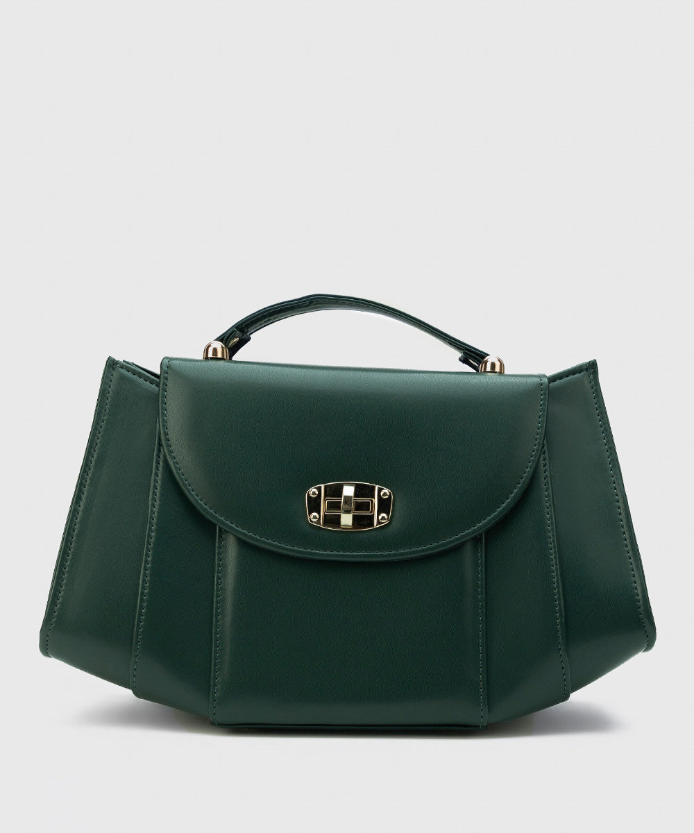 Women's Dark Green Faux Leather Hand Bag