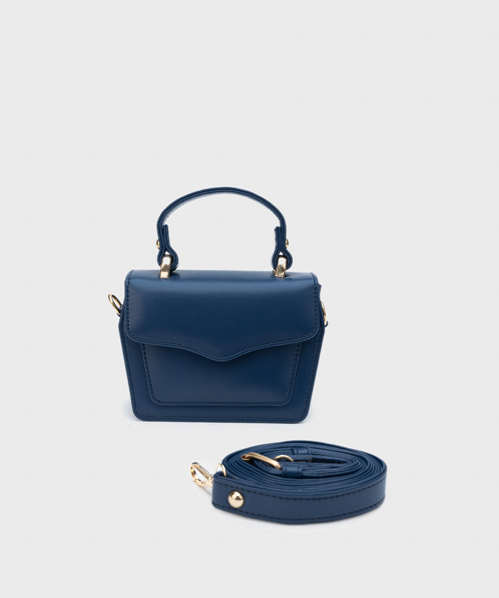 Women's Navy Blue Faux Leather Mini Bag