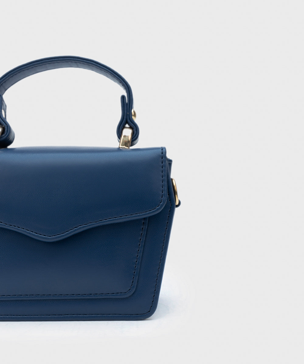 Women's Navy Blue Faux Leather Mini Bag