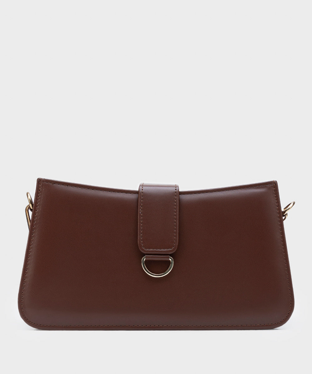 Women's Brown Faux Leather Shoulder Bag
