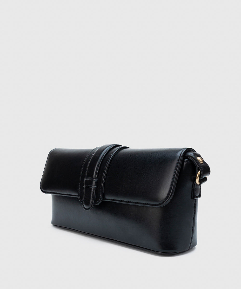 Women's Black Faux Leather Shoulder Bag