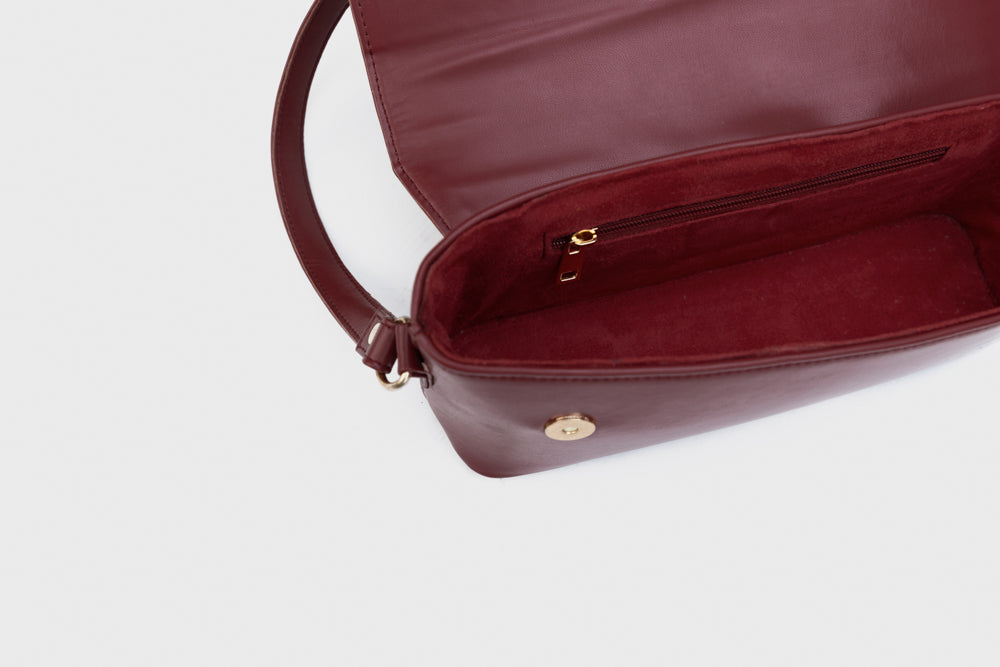 Women's Maroon Faux Leather Shoulder Bag