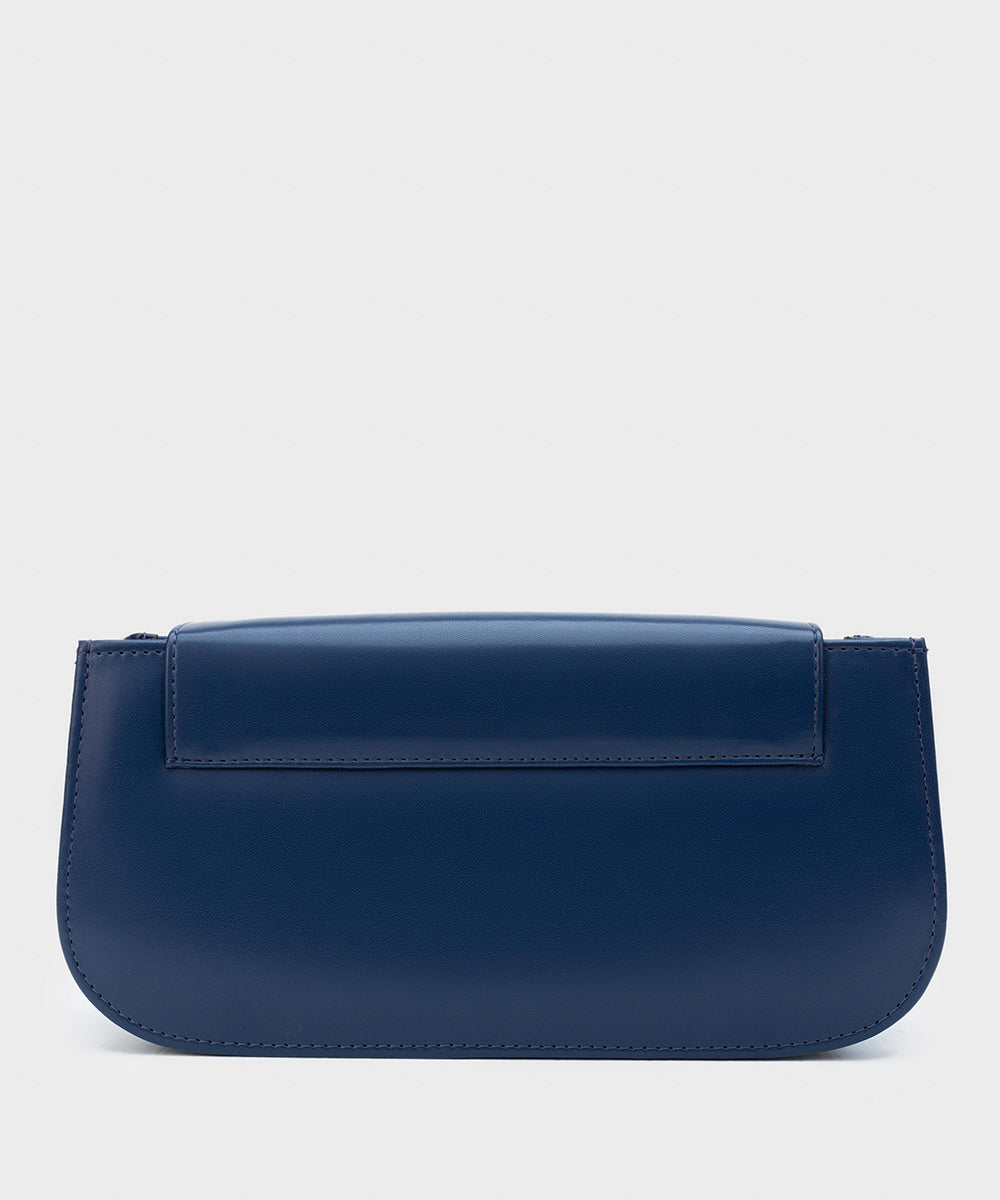 Women's Navy Blue Faux Leather Shoulder Bag