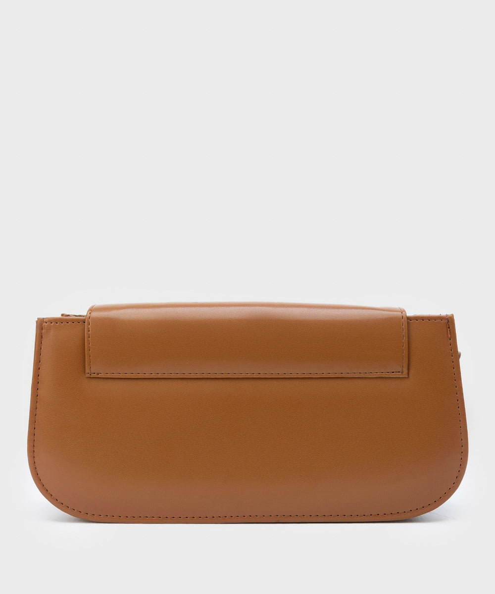 Women's Tan Faux Leather Shoulder Bag