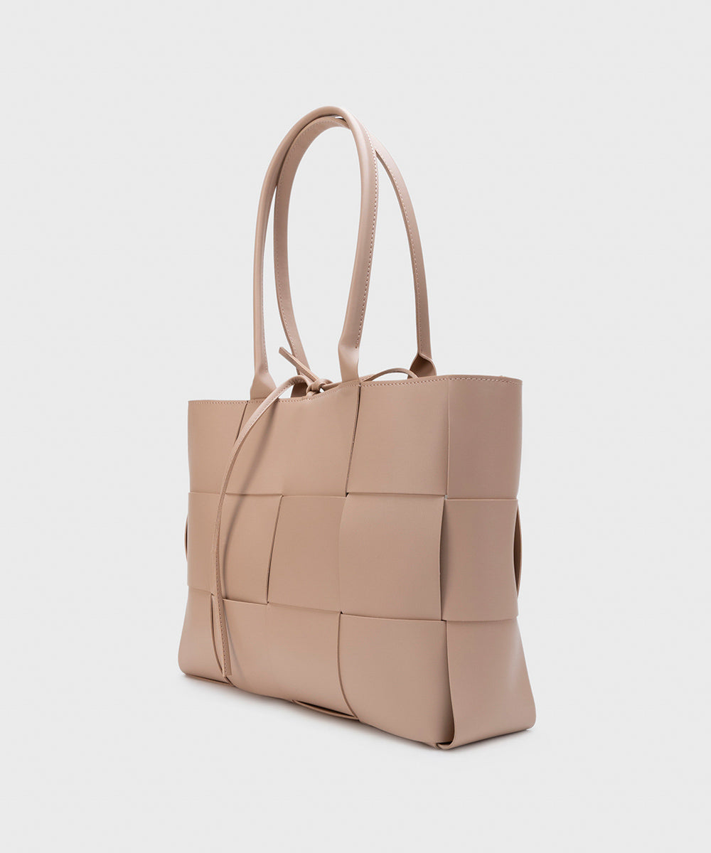 Women's Light Pink Faux Leather Tote Bag