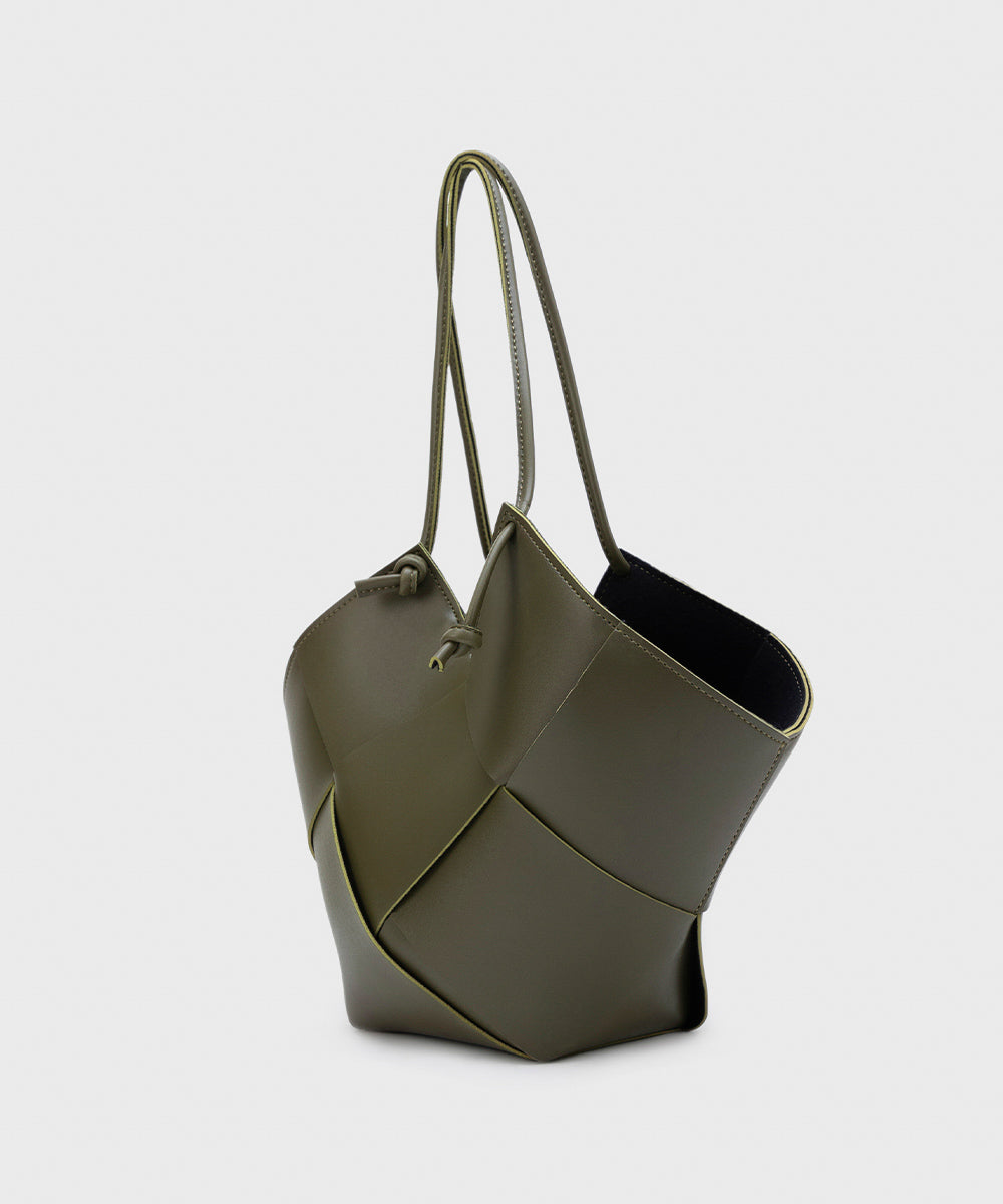 Women's Moss Green Faux Leather Tote Bag