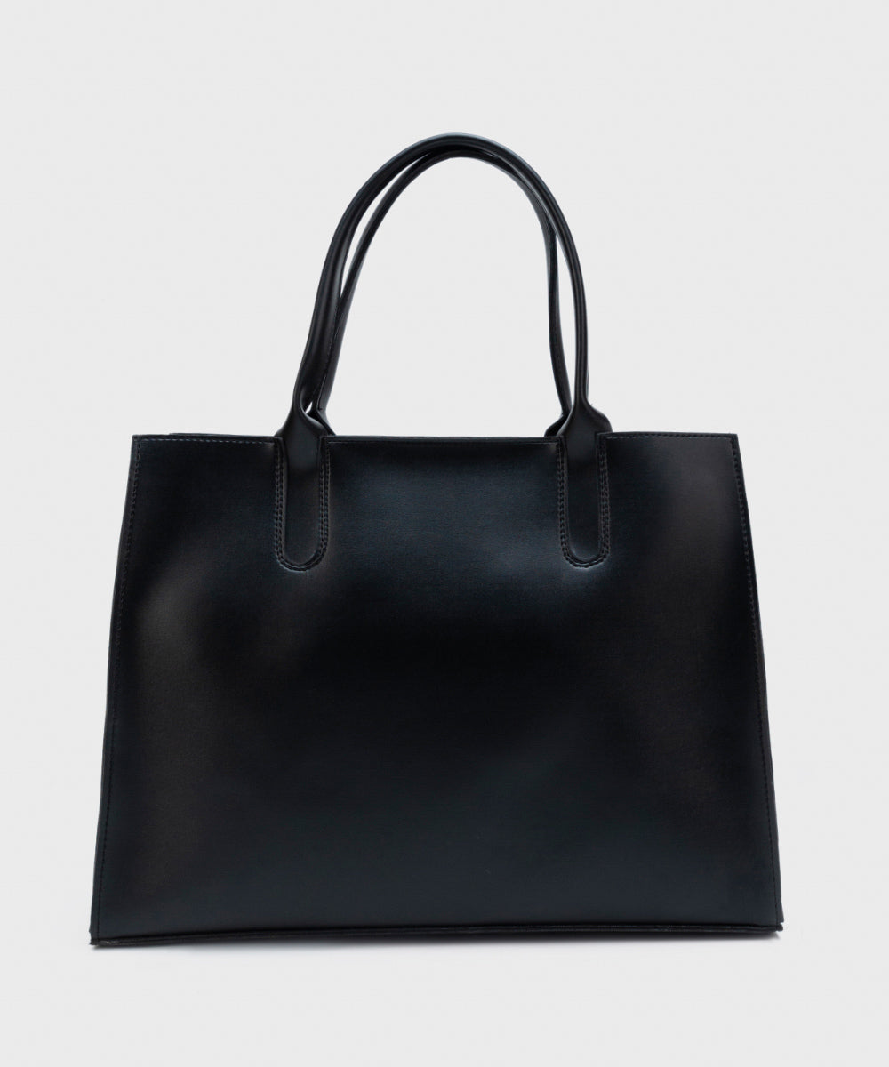 Women's Black Faux Leather Tote Bag