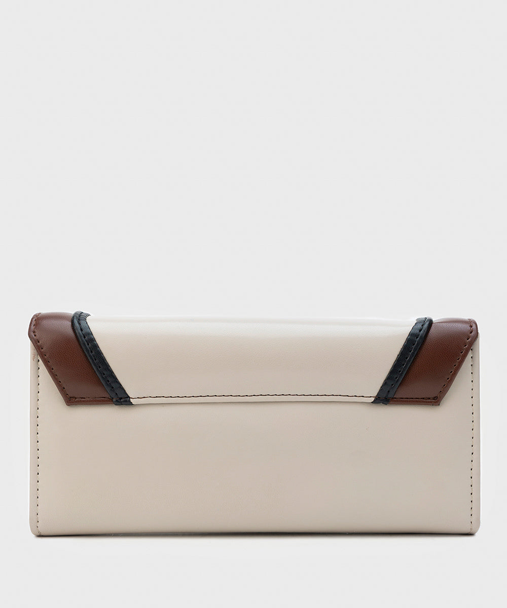 Women's Off White Faux Leather Wallet