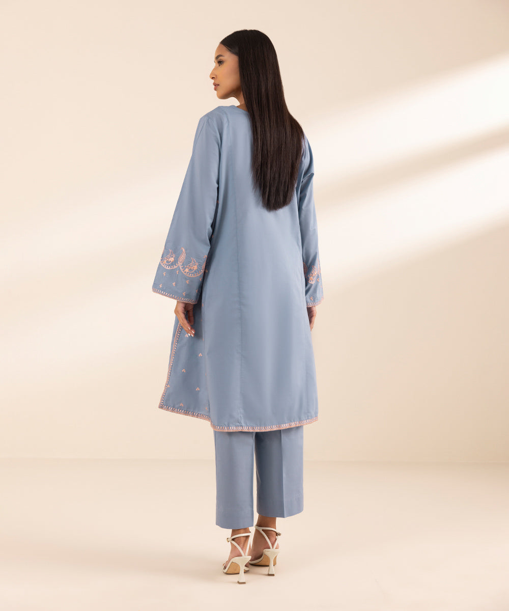 Women's Pret Textured Lawn Blue Dyed A-Line Shirt