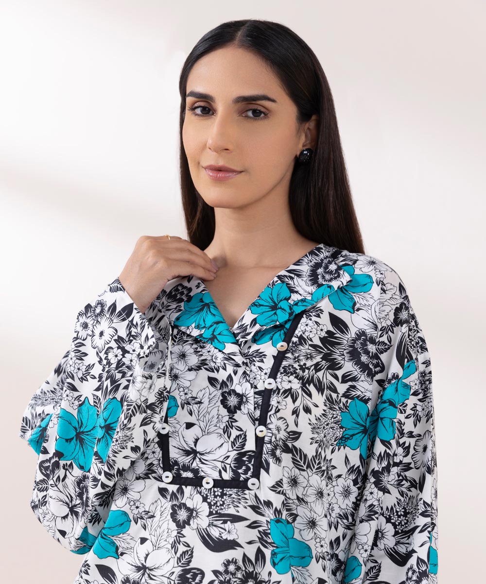Women's Pret Textured Lawn Printed Multicolored Boxy Shirt