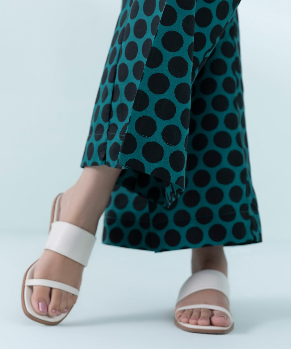 Women's Pret Cambric Teal Printed Culottes