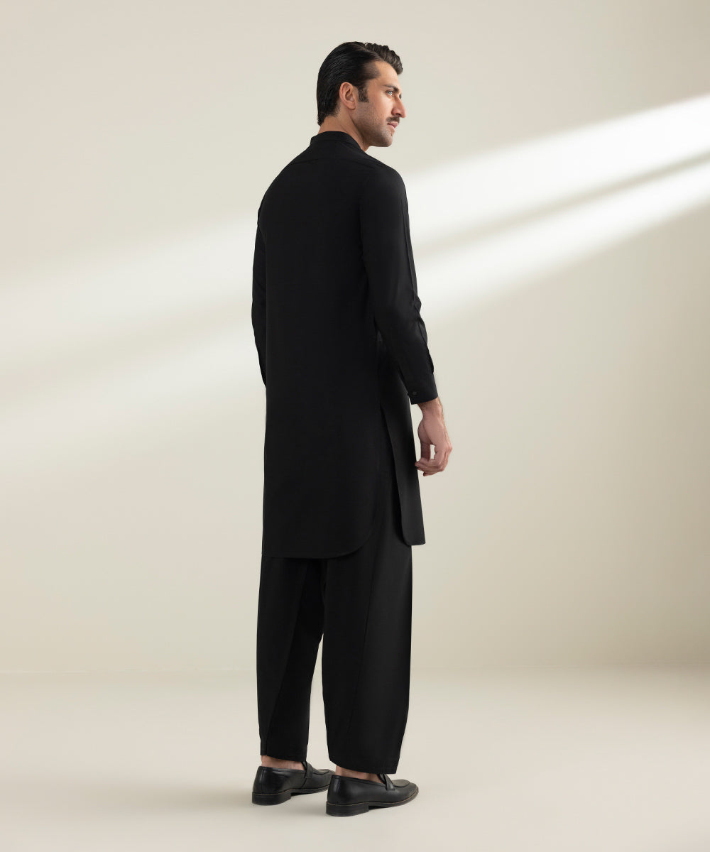 Men's Stitched Wash & Wear Black Kurta Shalwar