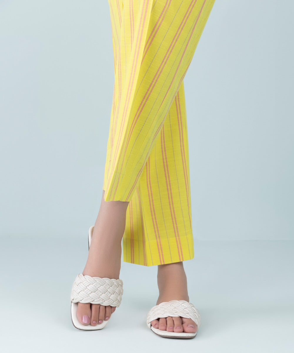 Women's Pret Yarn Dyed Yellow Dyed Straight Pants