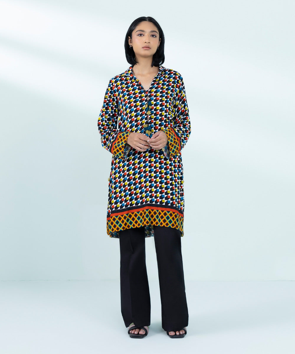 Women's Pret Arabic Lawn Printed Multicolored A-Line Shirt