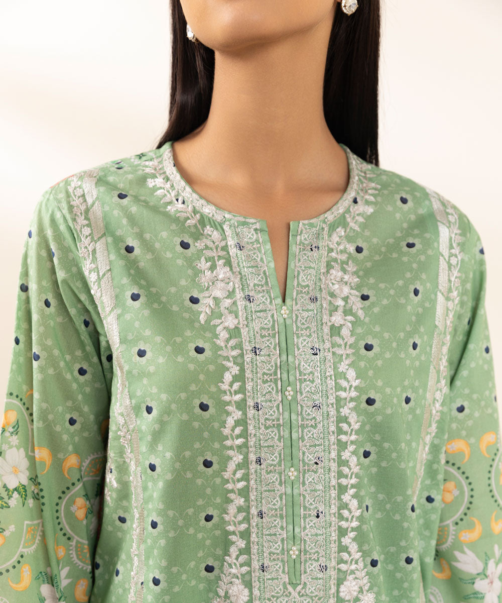 Women's Pret Lawn Printed  Pistachio Green A-Line Shirt