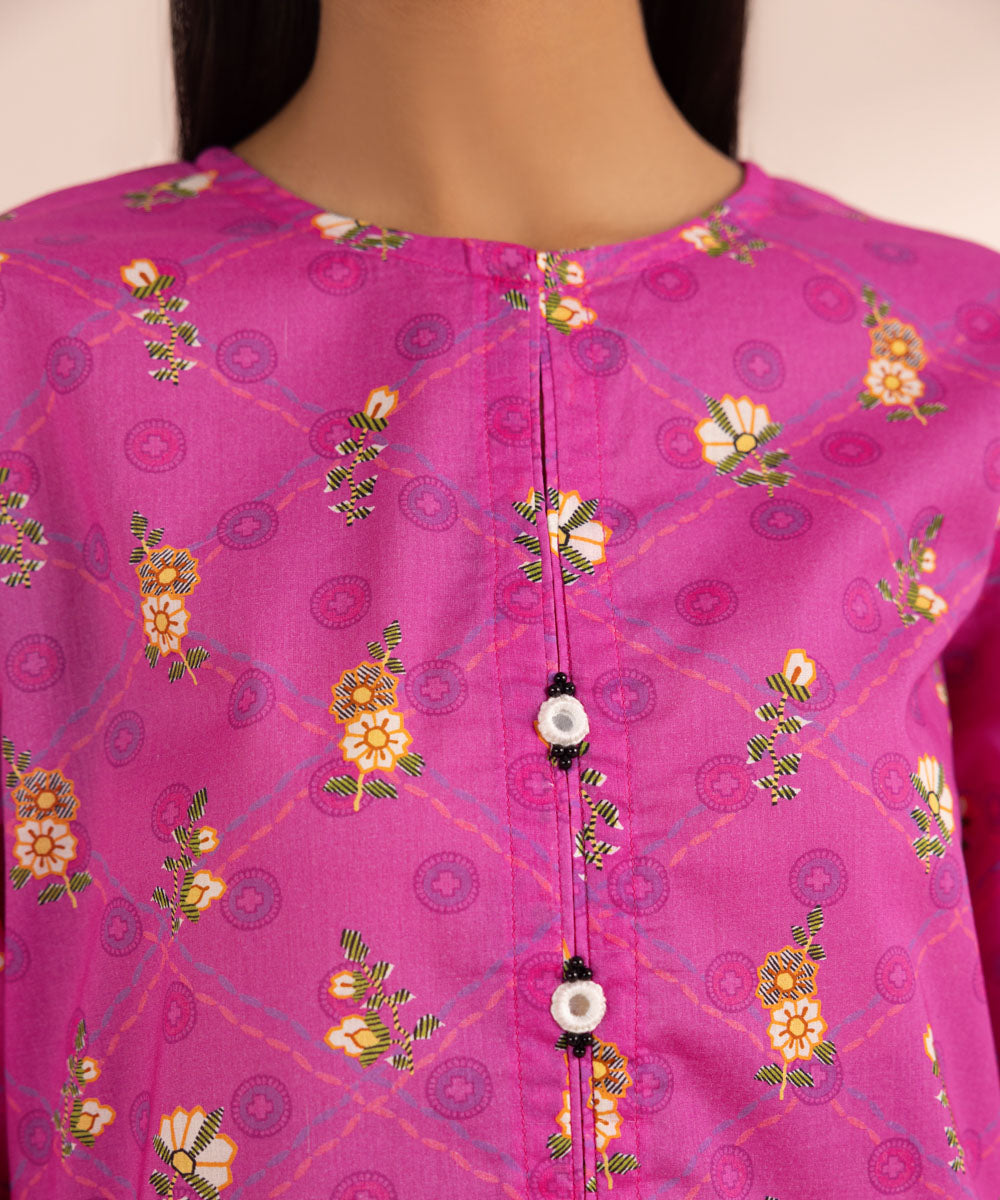 Women's Pret Lawn Pink Printed Embroidered Straight Shirt