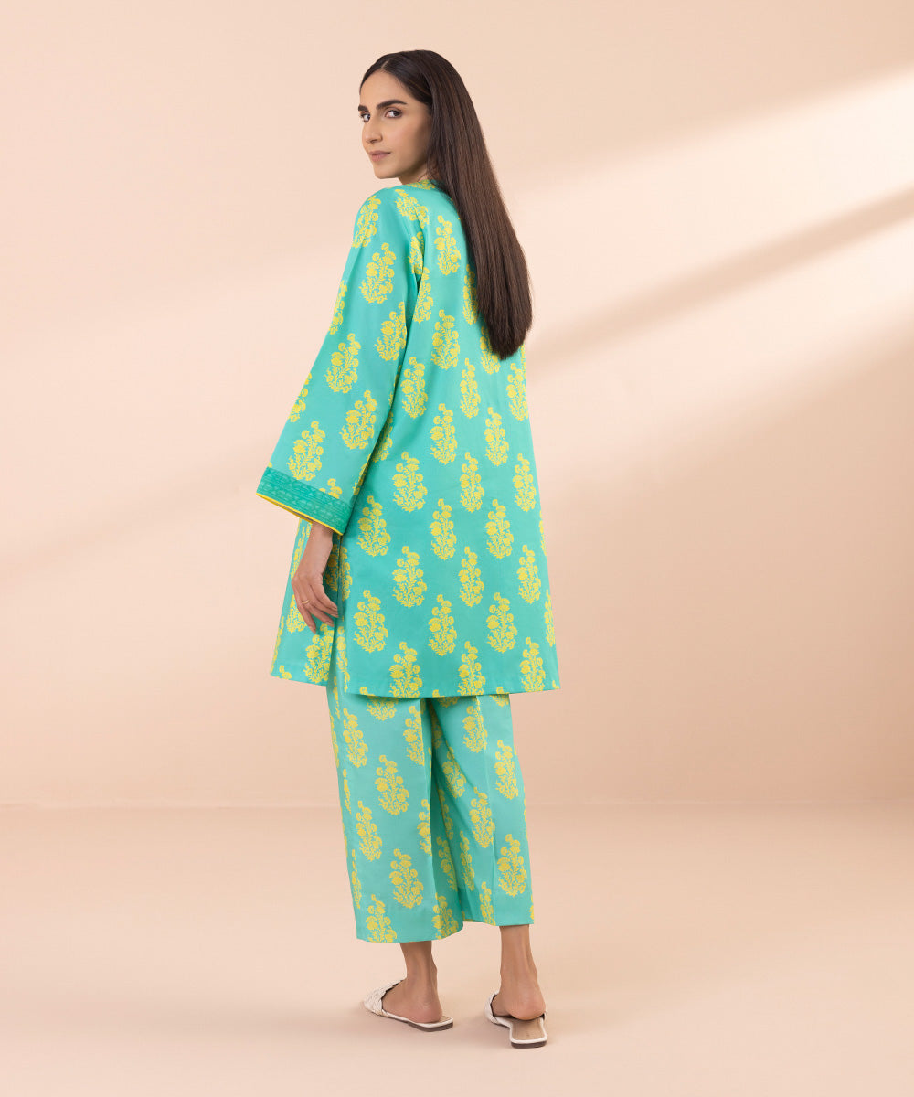 Women's Unstitched Lawn Printed Green 2 Piece Suit