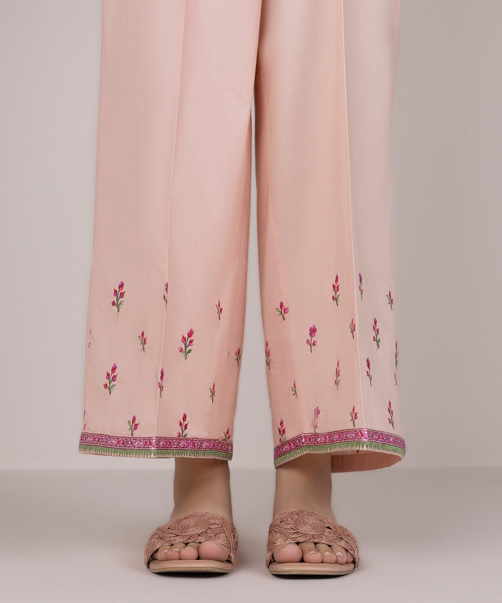 Women's Pret Cambric Pink Embroidered Culottes