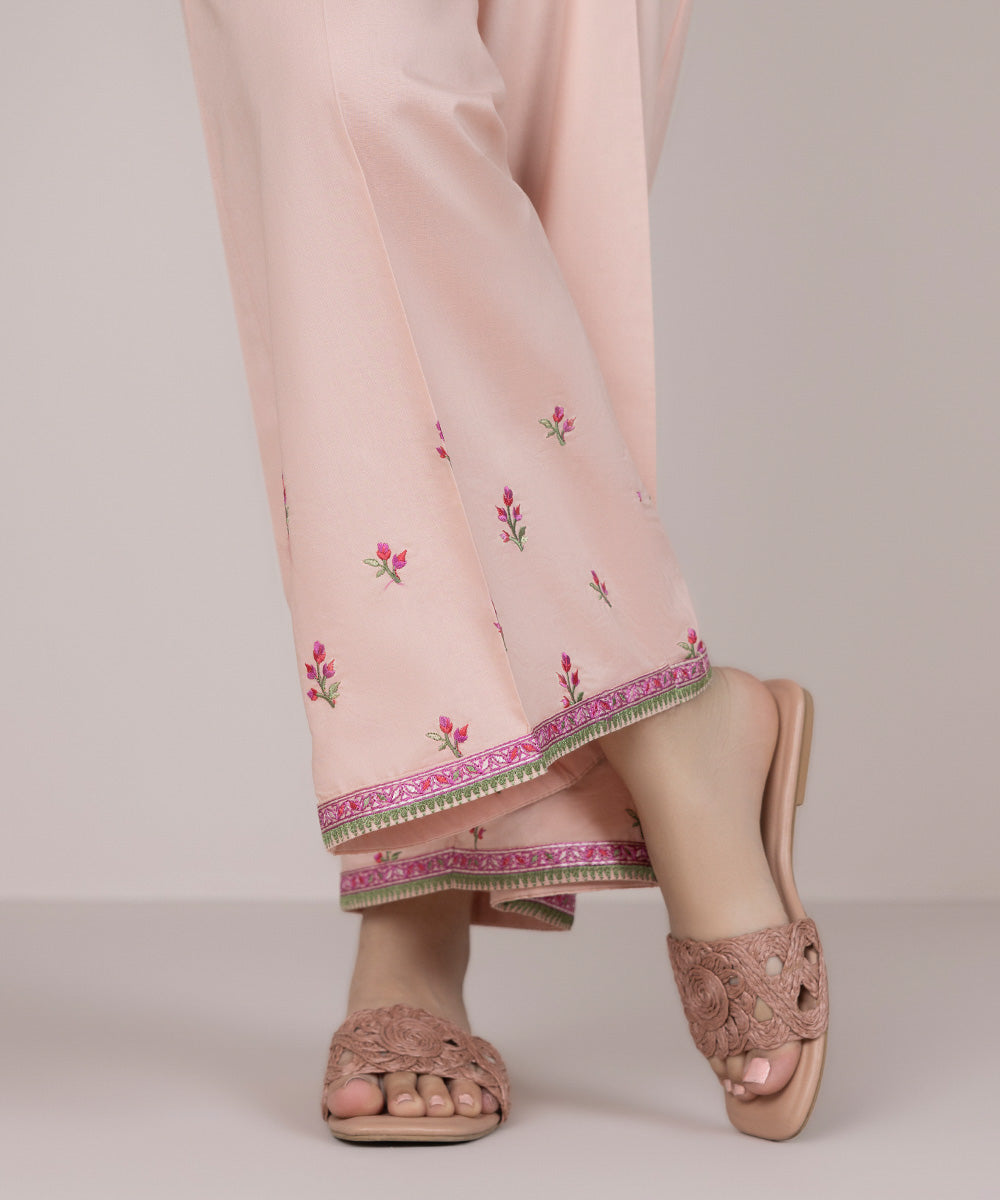 Women's Pret Cambric Pink Embroidered Culottes