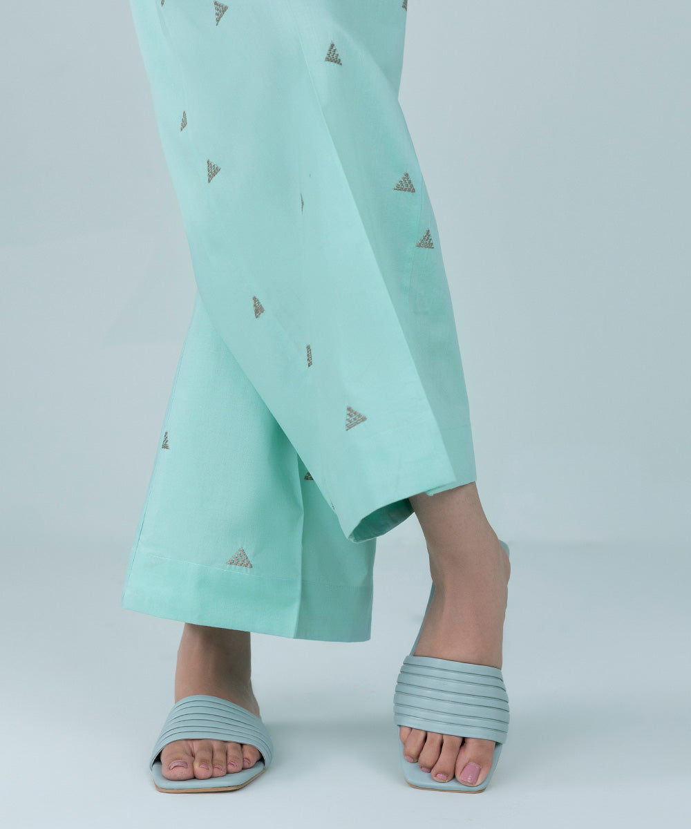 Women's Pret Cambric Embroidered Sky Blue Culottes