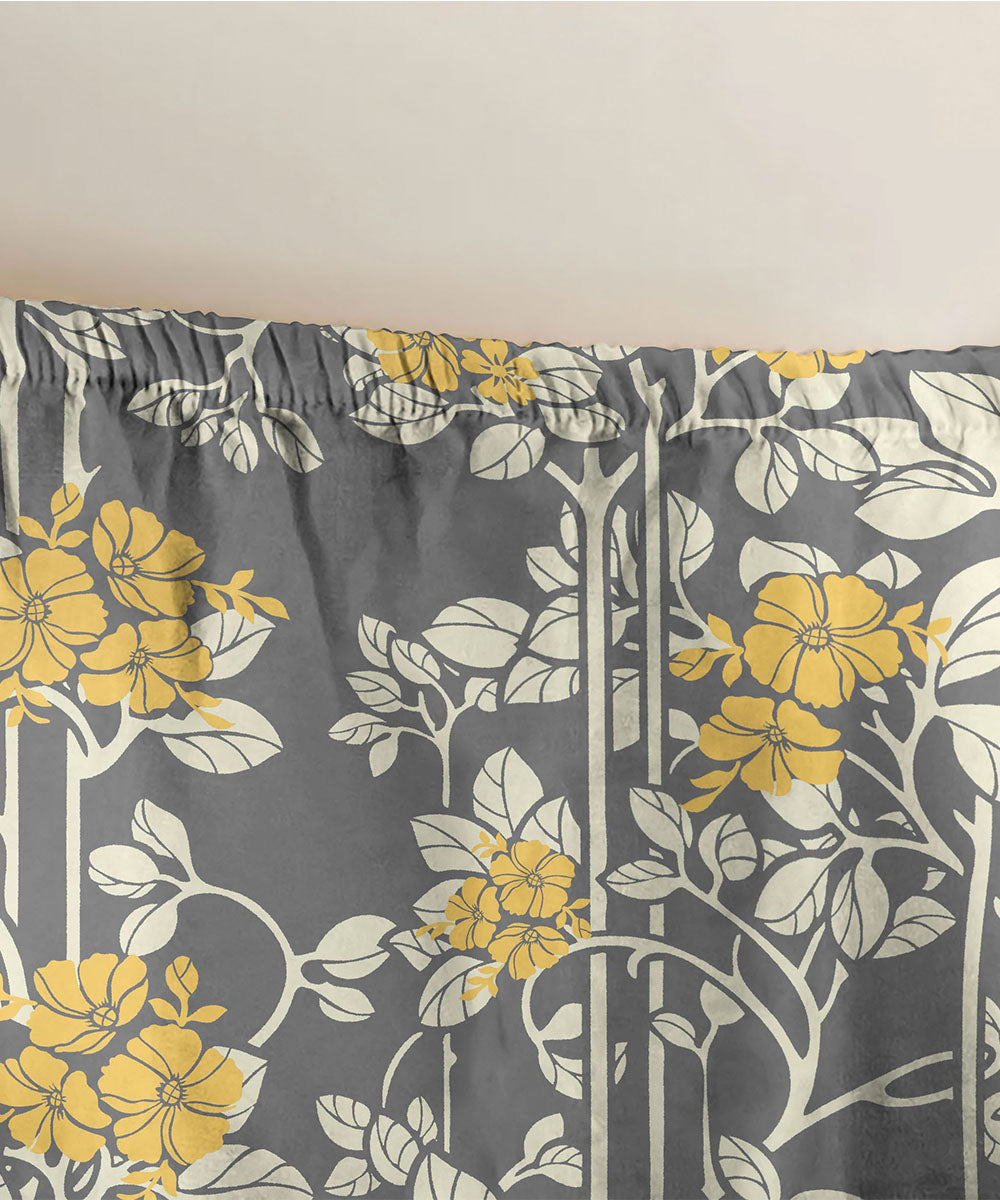 Poly Cotton Yellow and Grey Fitted Sheet