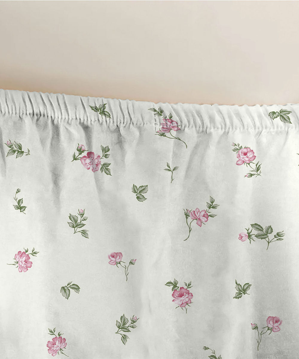 Poly Cotton Pink and White Fitted Sheet