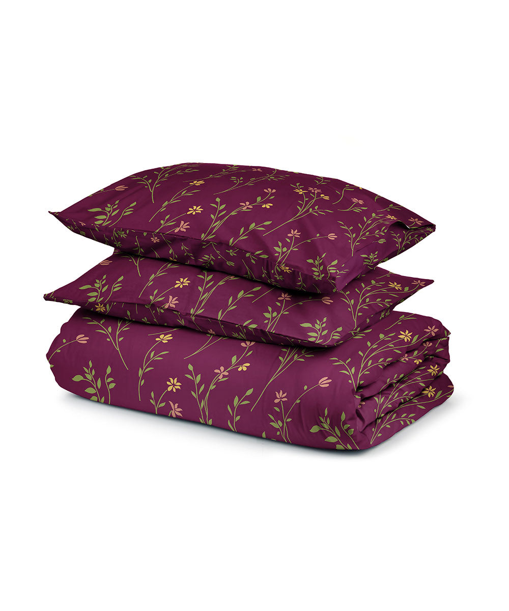 Cotton Ditsy Garden Red Quilt Cover