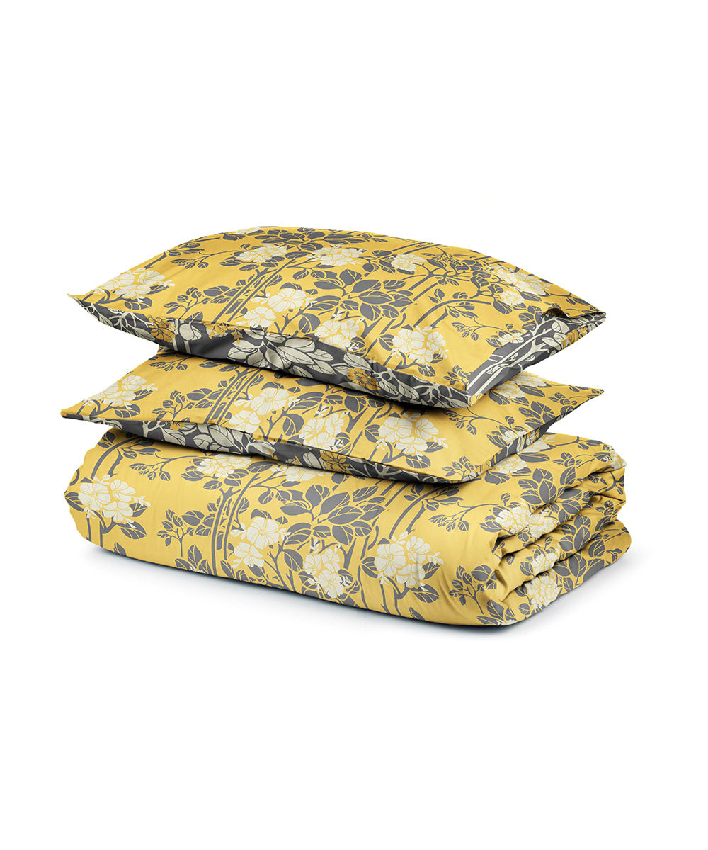 Poly Cotton Yellow and Grey Quilt Cover