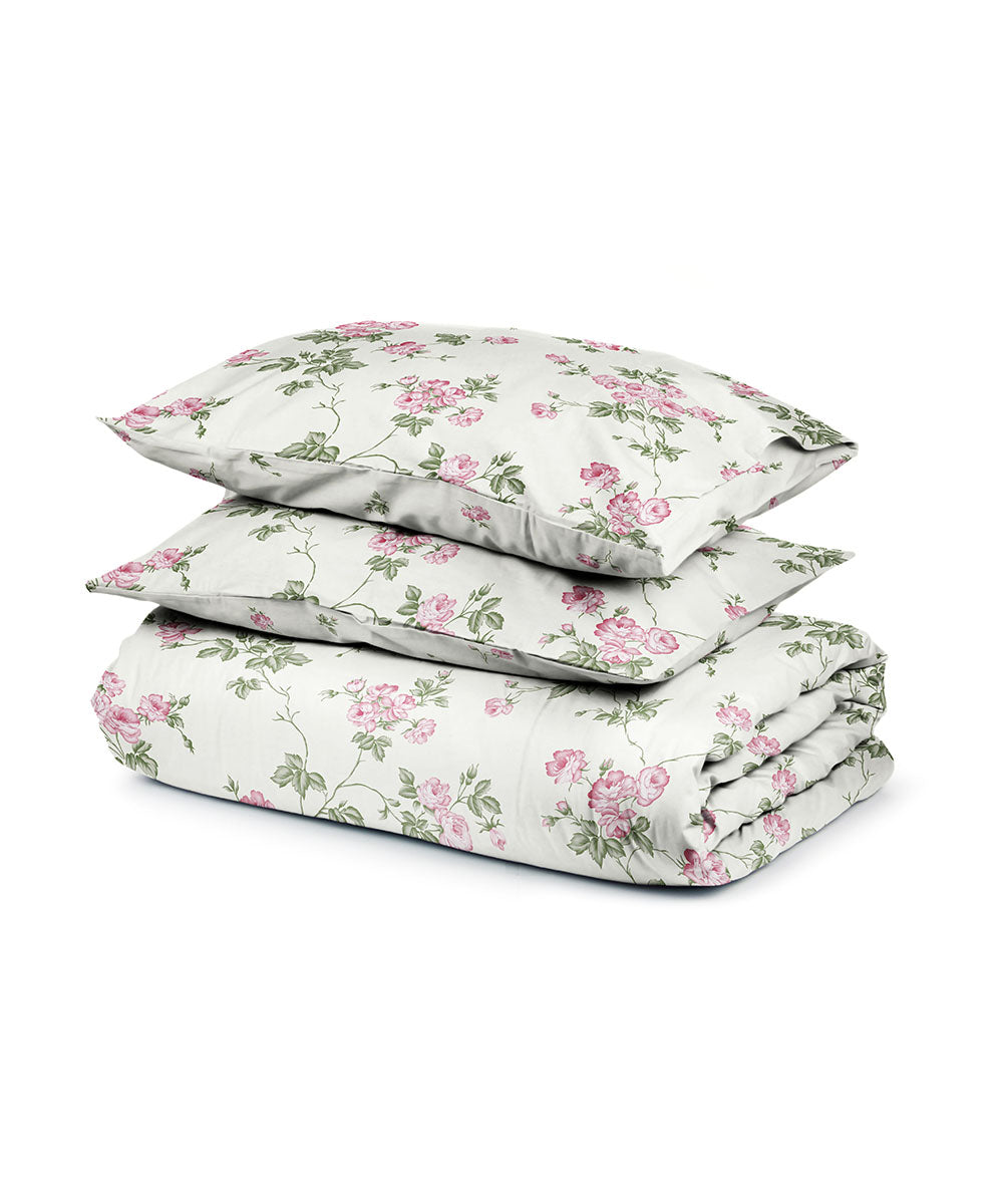 Poly Cotton Pink and White Quilt Cover