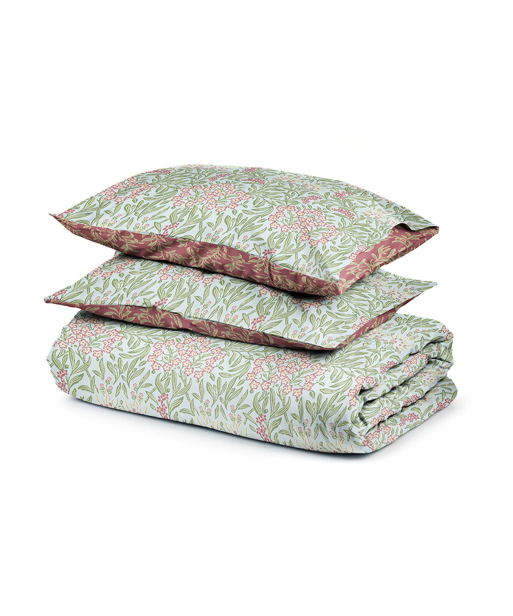 100% Cotton Green and Pink Quilt Cover