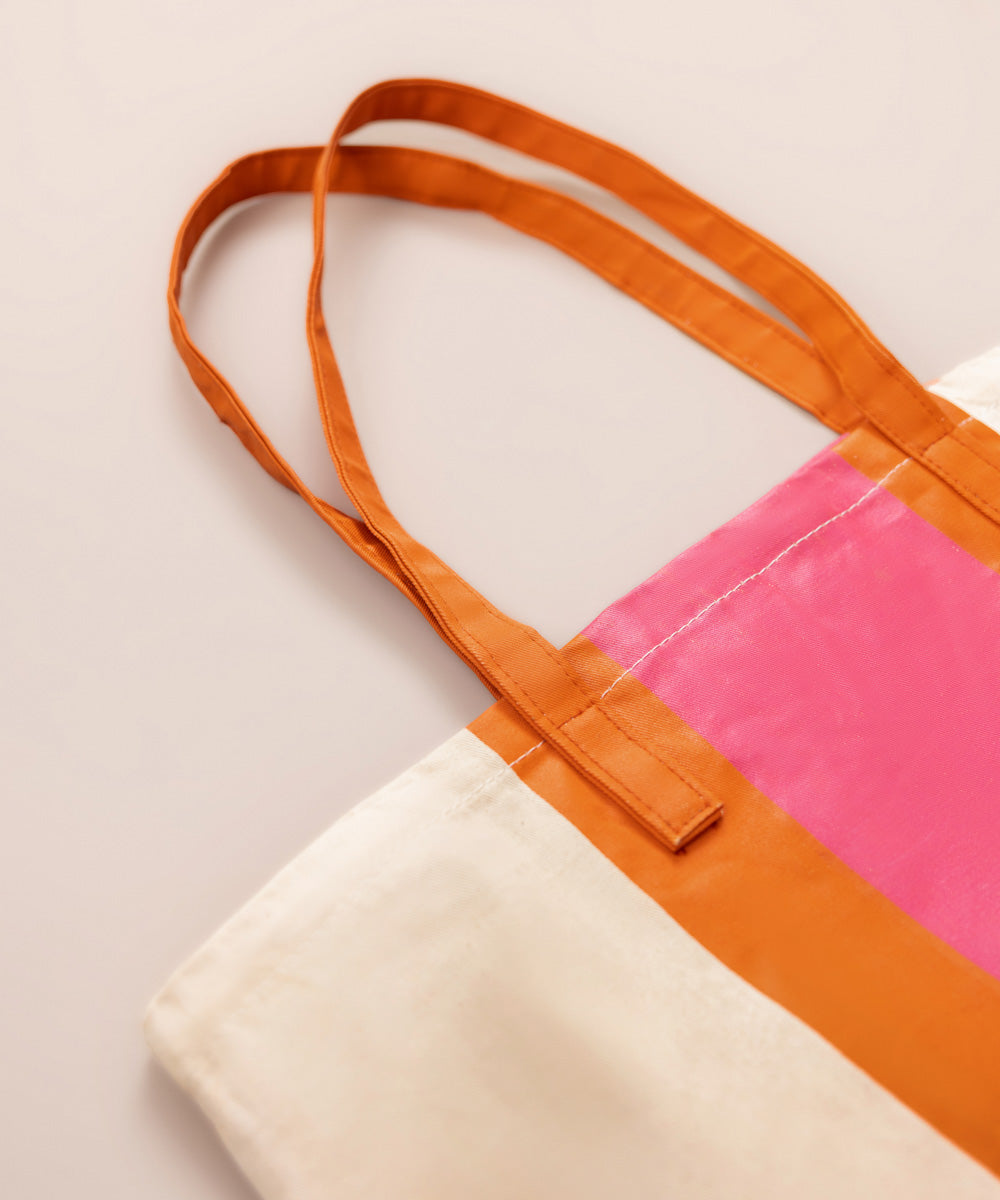 Digitally Printed Orange Cotton Fabric Tote Bag