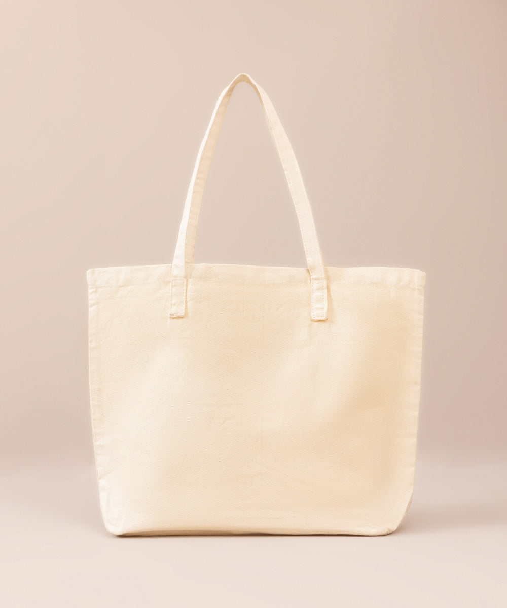 Digitally Printed Beige Cotton Fabric Tote Bag