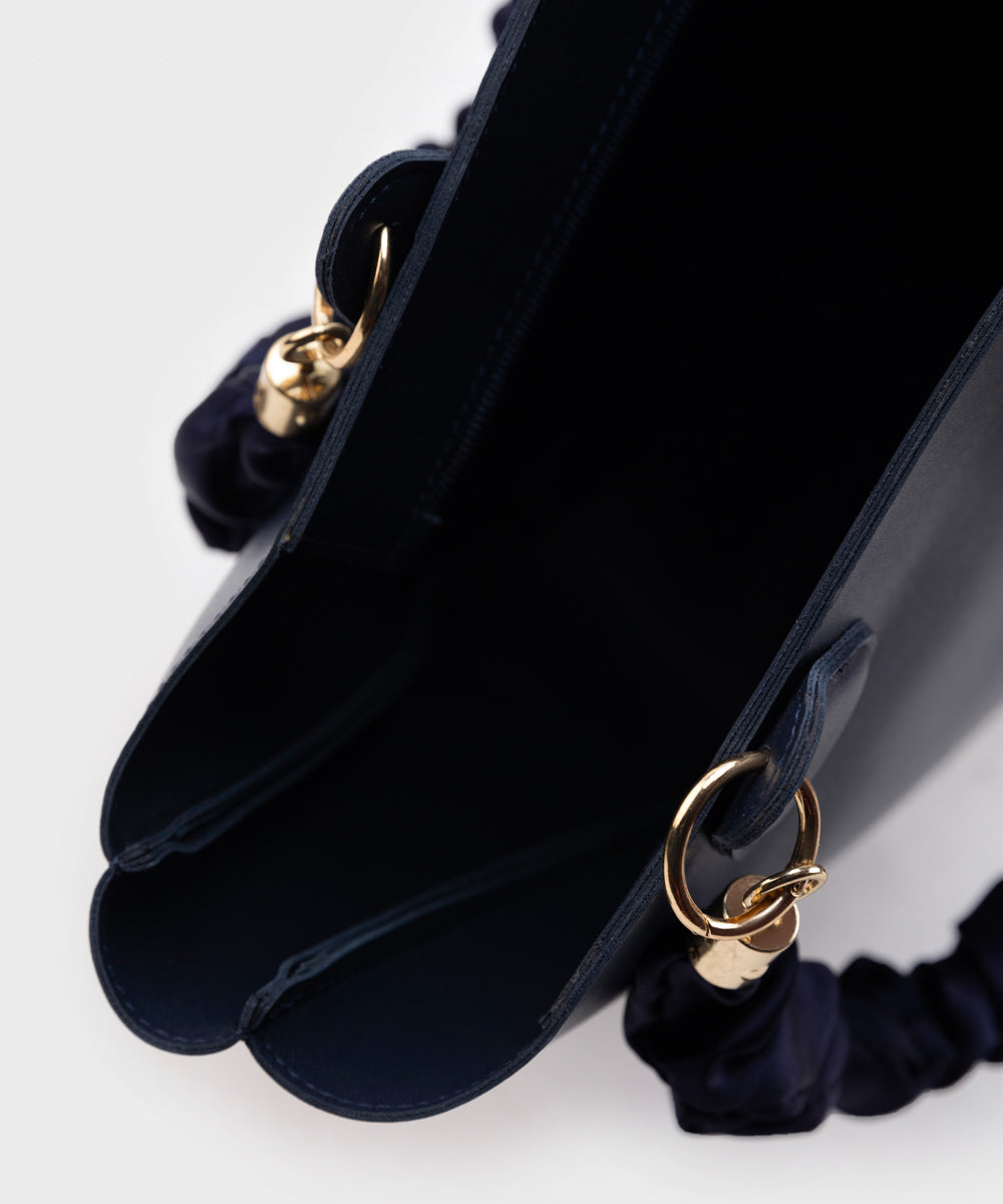 Women's Navy Blue PU Tote Bag