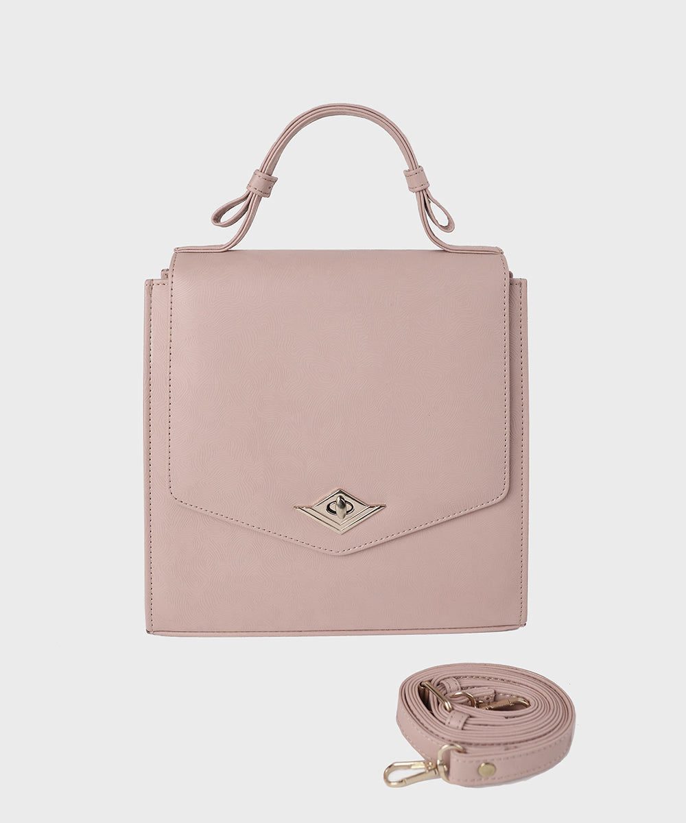 Women's Pink Faux Leather Hand Bag