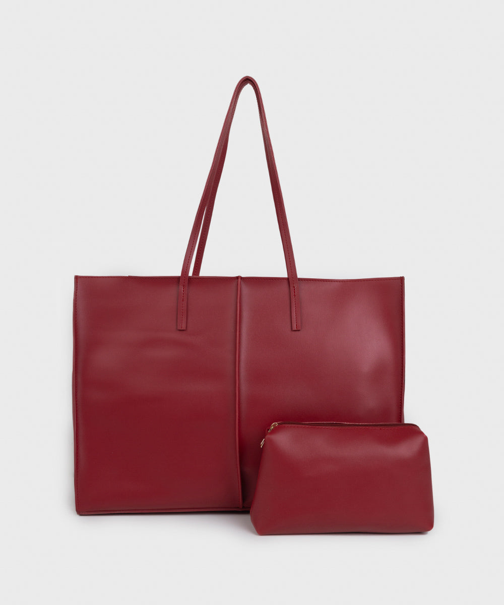 Women's Red Faux Leather Tote Bag