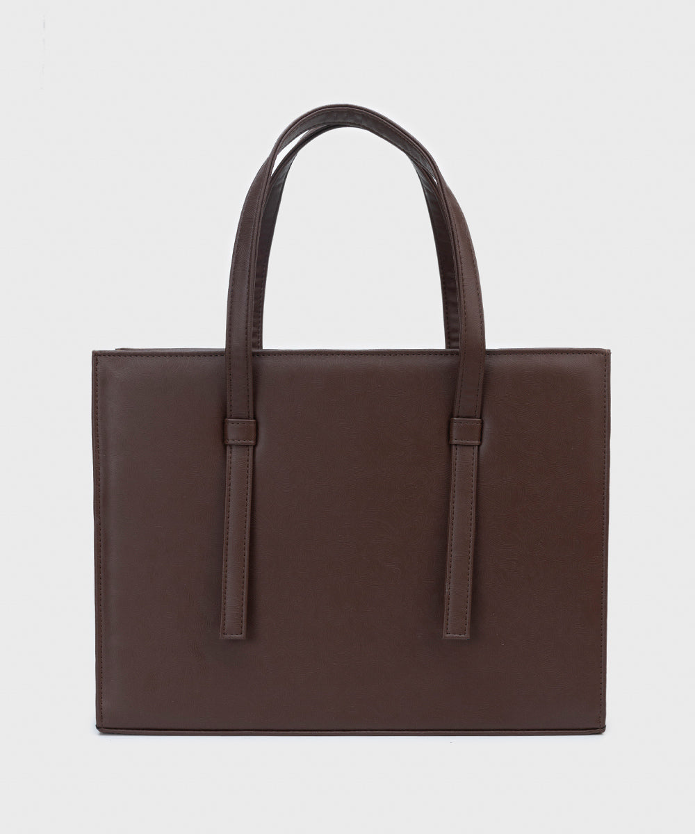 Women's Brown Faux Leather Tote Bag