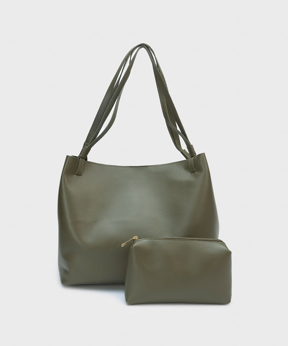 Women's Green Faux Leather Tote Bag