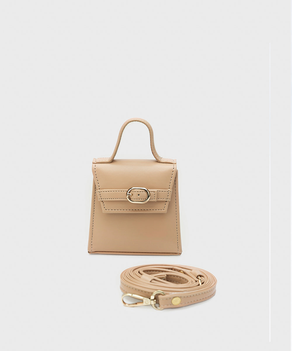 Women's Beige Faux Leather Mini Bag