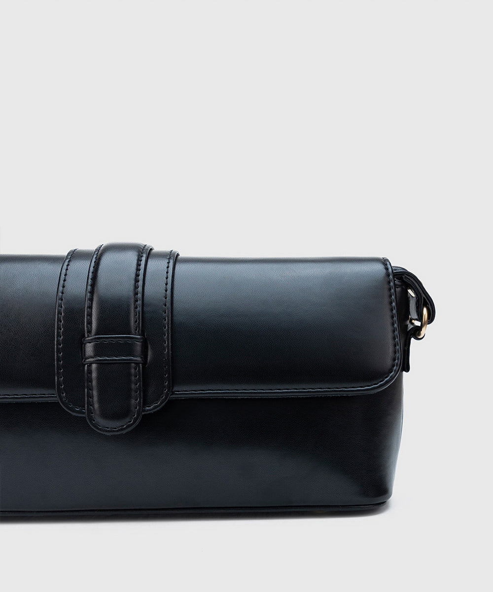 Women's Black Faux Leather Shoulder Bag