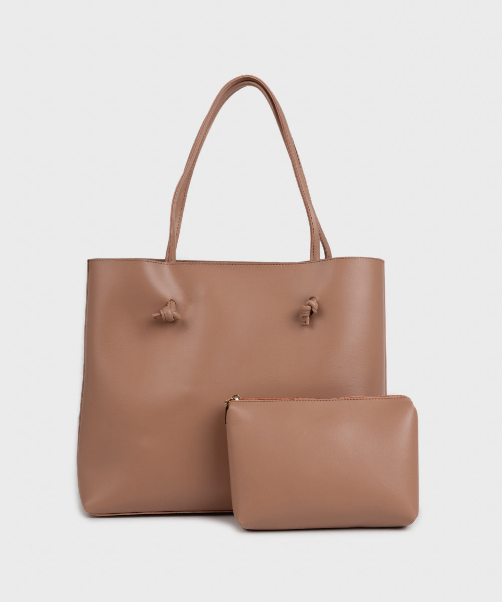 Women's Pink Faux Leather Tote Bag