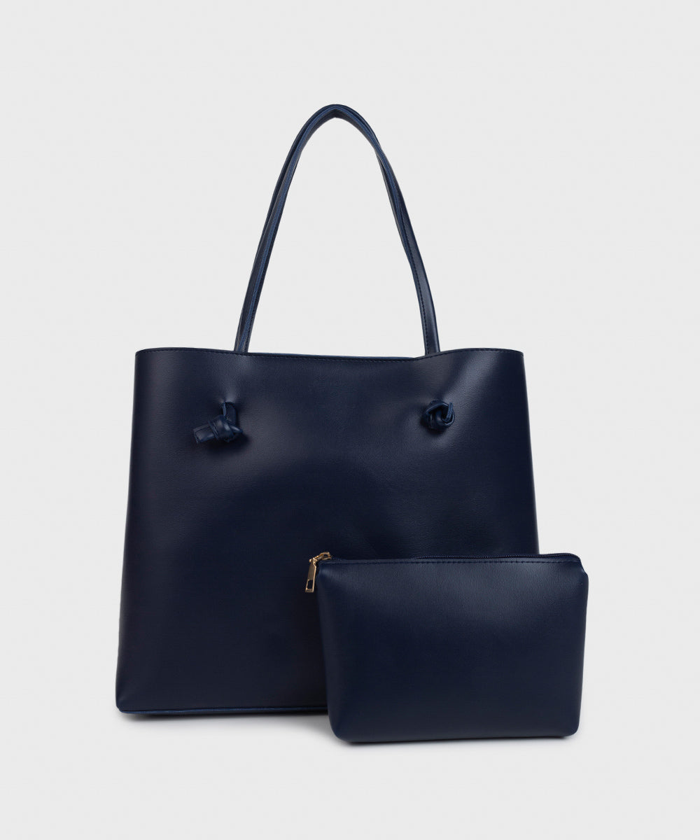 Women's Blue Faux Leather Tote Bag