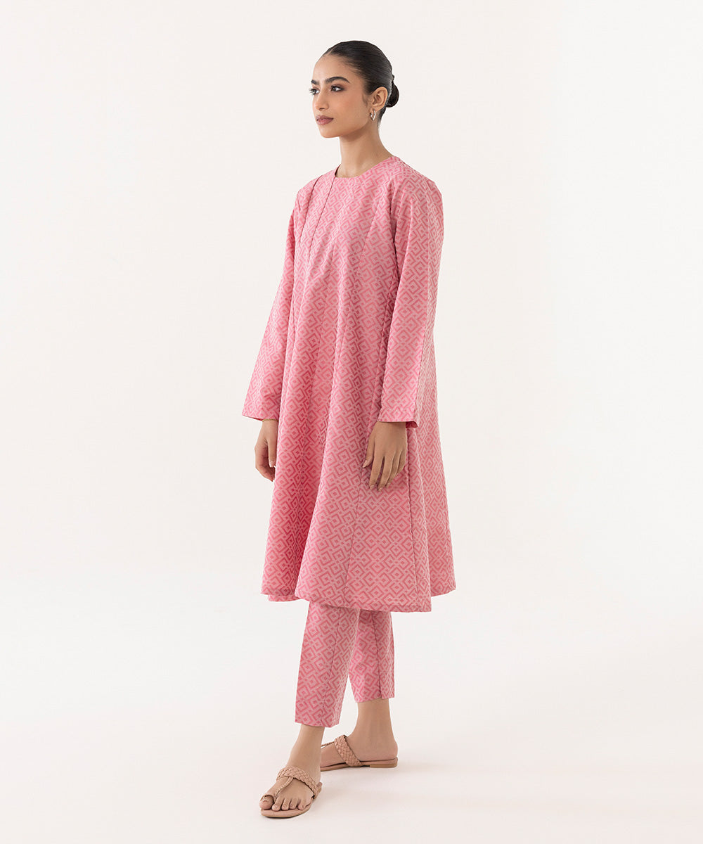 Women's Intermix Pret Jacquard Printed Pink 2 Piece Suit