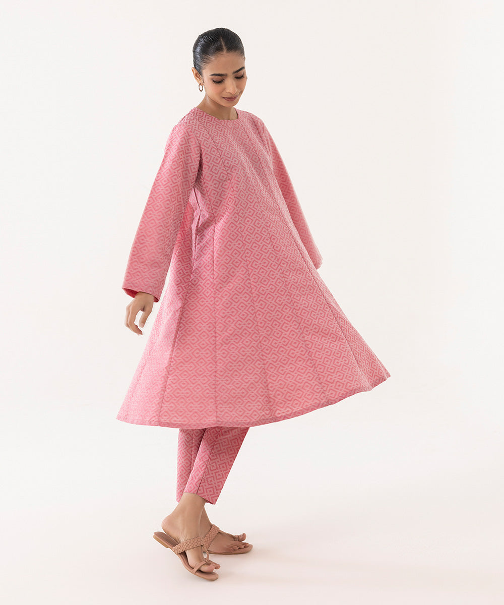 Women's Intermix Pret Jacquard Printed Pink 2 Piece Suit
