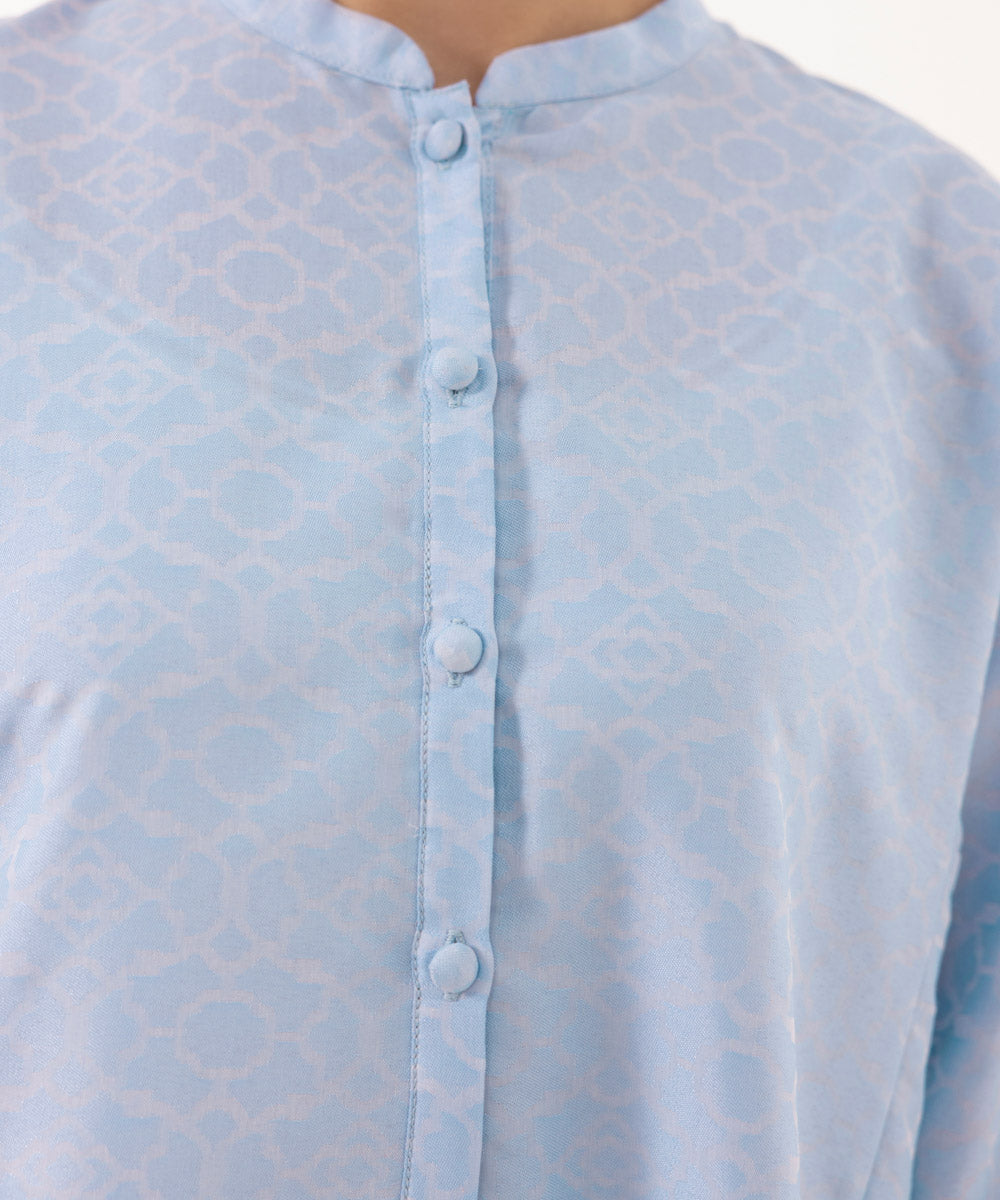Women's Intermix Pret Jacquard Printed Blue 2 Piece Suit