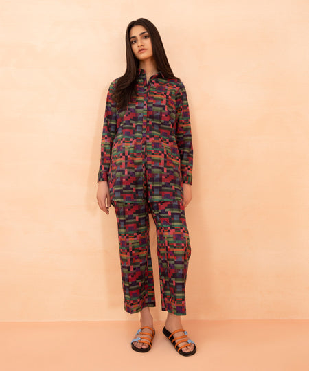 Women's Intermix Pret Lycra Lawn Printed Multi 2 Piece Suit