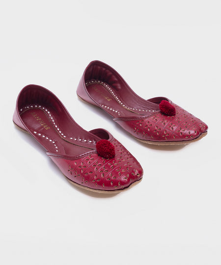 Women's Red PU with laser cut Khussa 