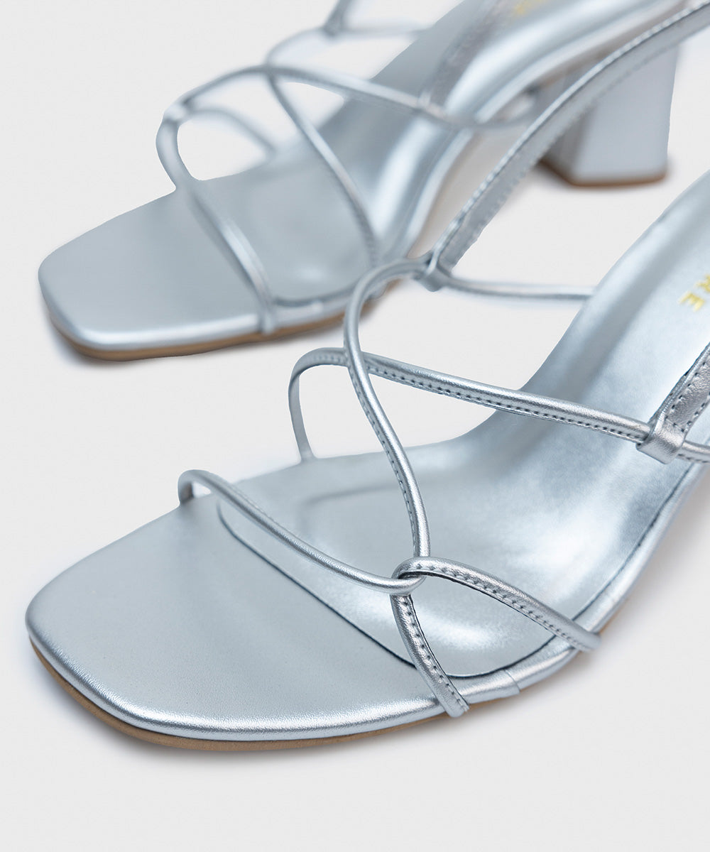Women's Silver Faux Leather Heels