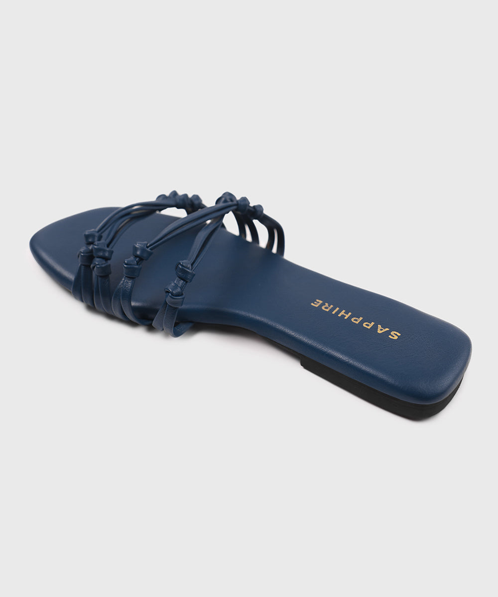 Women's Navy Blue Faux Leather Flats